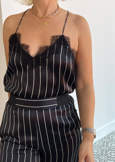 CAMI NYC - matching set - black and white stripes.