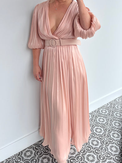 COSTARELLOS blush pink dress - size 42 (fit size 10-12).
