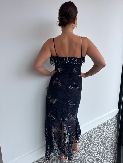 JOHATHAN SIMKHAI navy blue/silver dress - size 10.