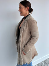 GIORGIO BRATO nude shearling coat - size 46 (fits 8-10).
