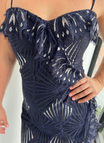 JOHATHAN SIMKHAI navy blue/silver dress - size 10.