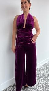 NORMAKAMALI purple velvet jumpsuit - size medium