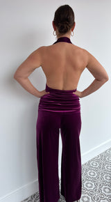 NORMAKAMALI purple velvet jumpsuit - size medium