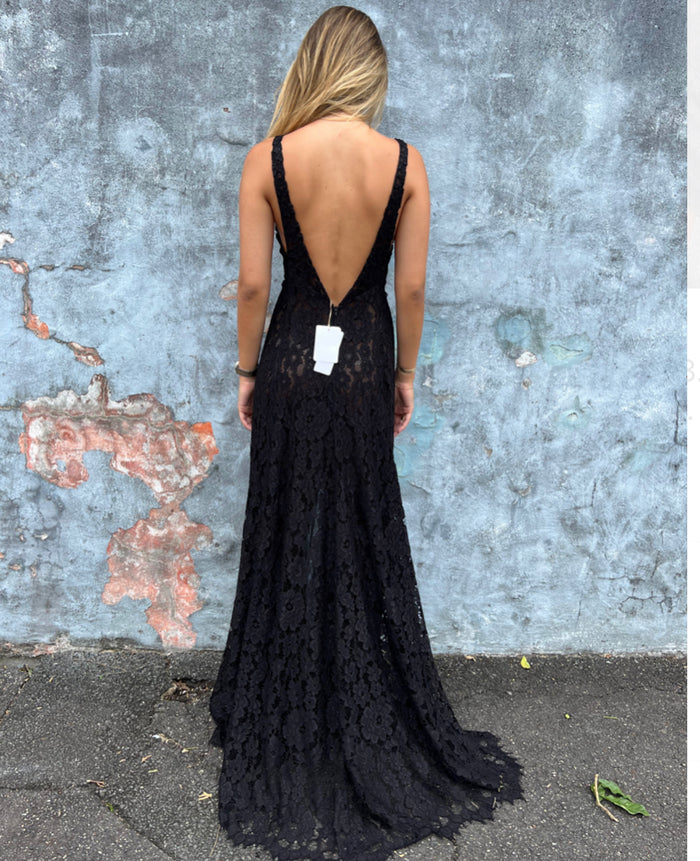 scanlan theodore lace dress SCANLAN THEODORE lace draped gown