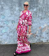 DOLCE & GABBANA belted printed silk-twill maxi shirt dress - size 42