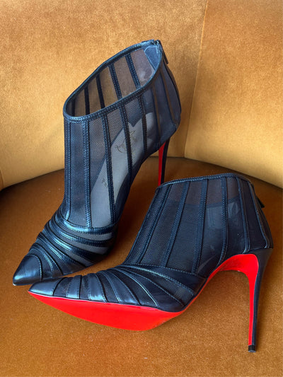 CHRISTIAN LOUBOUTIN ❤️mesh/leather ankle boots/booties - size 38.